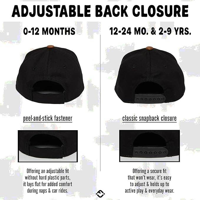 Flat Brim Trucker Hat - Dude - Black/Faux Leather: Infant (0-12 Months)