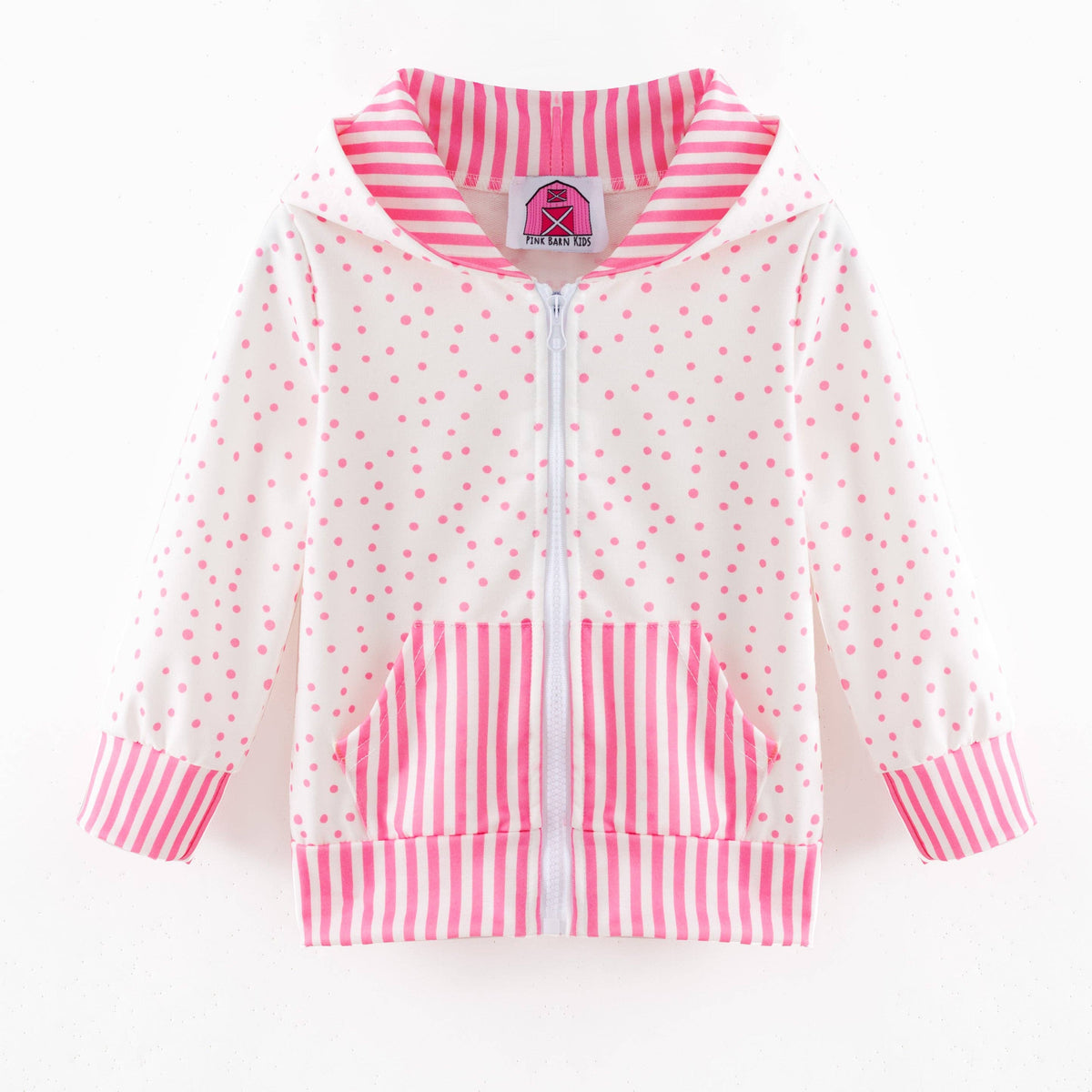 Zipper Hoodie: Pink & White