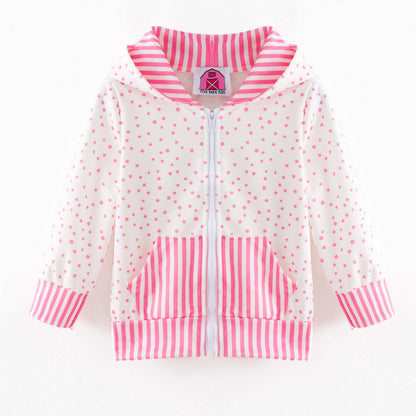 Zipper Hoodie: Pink & White