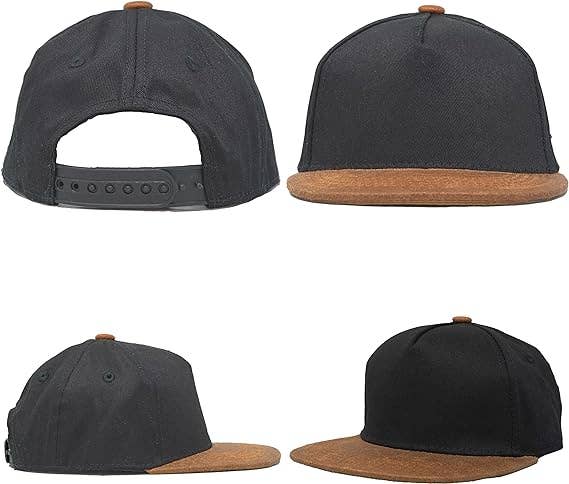 Flat Brim Trucker Hat - Dude - Black/Faux Leather: Infant (0-12 Months)