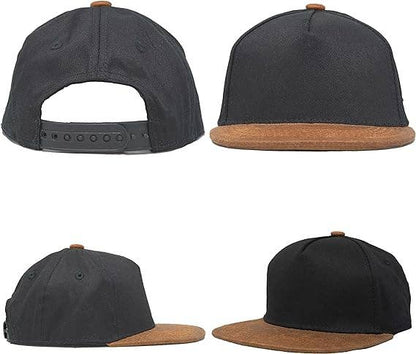 Flat Brim Trucker Hat - Dude - Black/Faux Leather: Infant (0-12 Months)