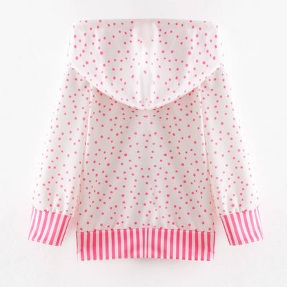 Zipper Hoodie: Pink & White